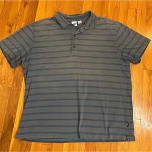 Eastern Mountain Sports EMS Mens XL Blue Striped Cotton Short Sleeve Polo Shirt